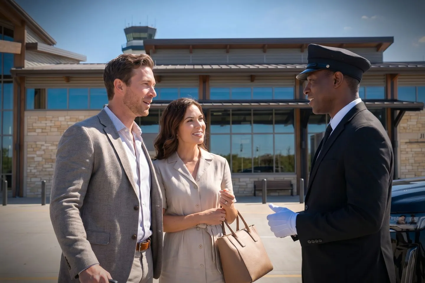 Texarkana Regional (TXK) Airport Car Service Professional chauffeur greeting passenger at TXK baggage claim arrivals area
