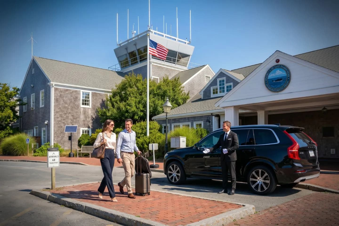 Nantucket Memorial (ACK) Airport Car Service Union Limousine chauffeur greeting summer guest at ACK Nantucket Memorial airport baggage claim