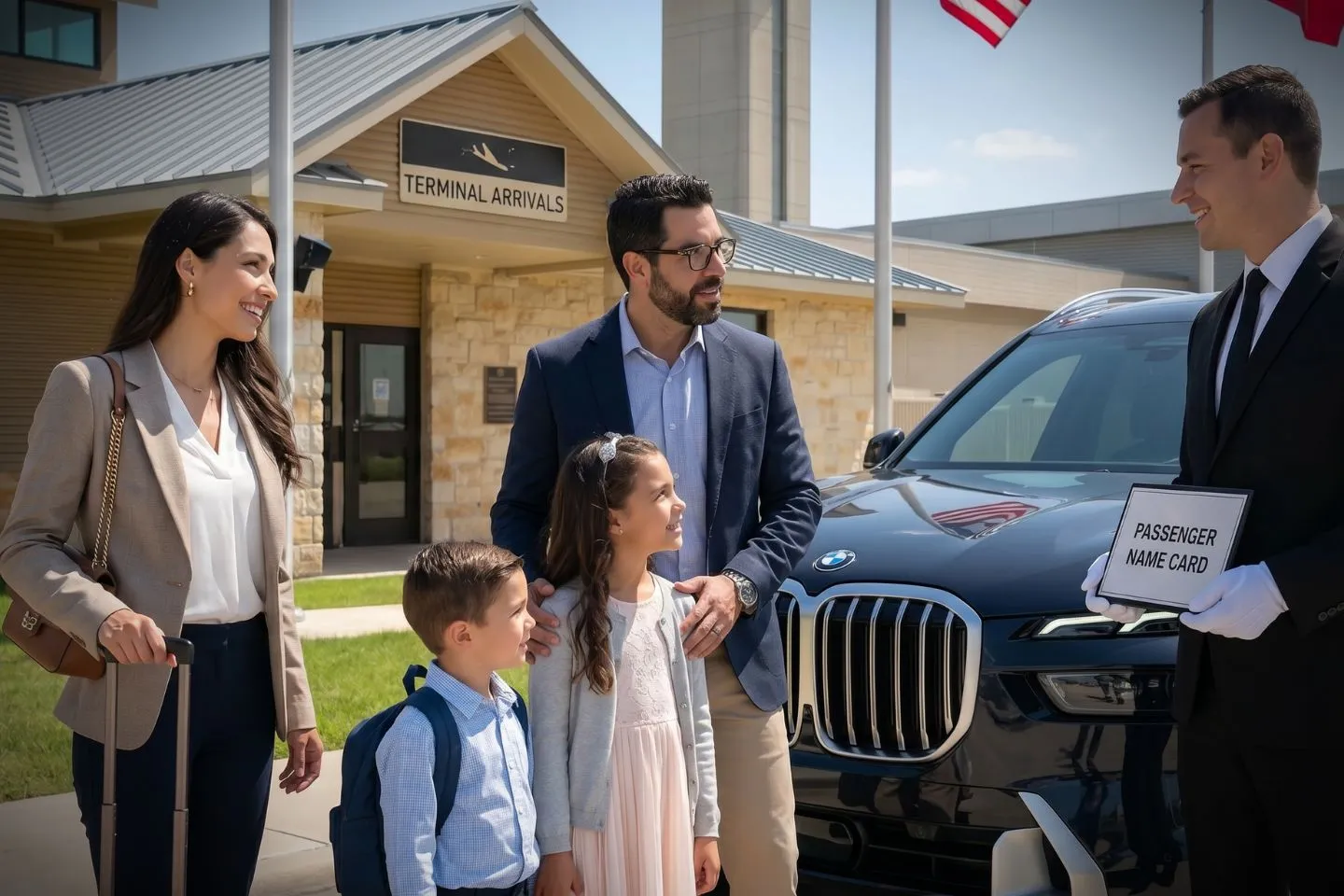 South Texas Hondo Municipal (HDO) Airport Car Service Professional chauffeur greeting passenger at HDO arrivals area in South Texas