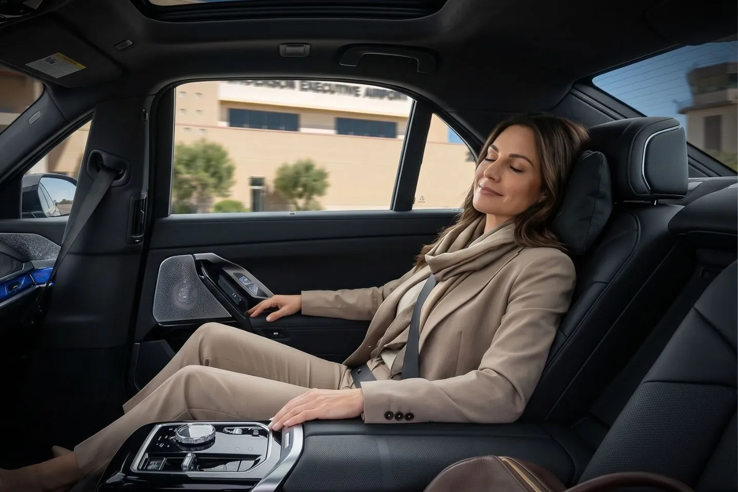 Henderson Executive (HSH) Airport Car Service Union Limousine chauffeur greeting CES corporate aviation guest at HSH Henderson Executive airport FBO