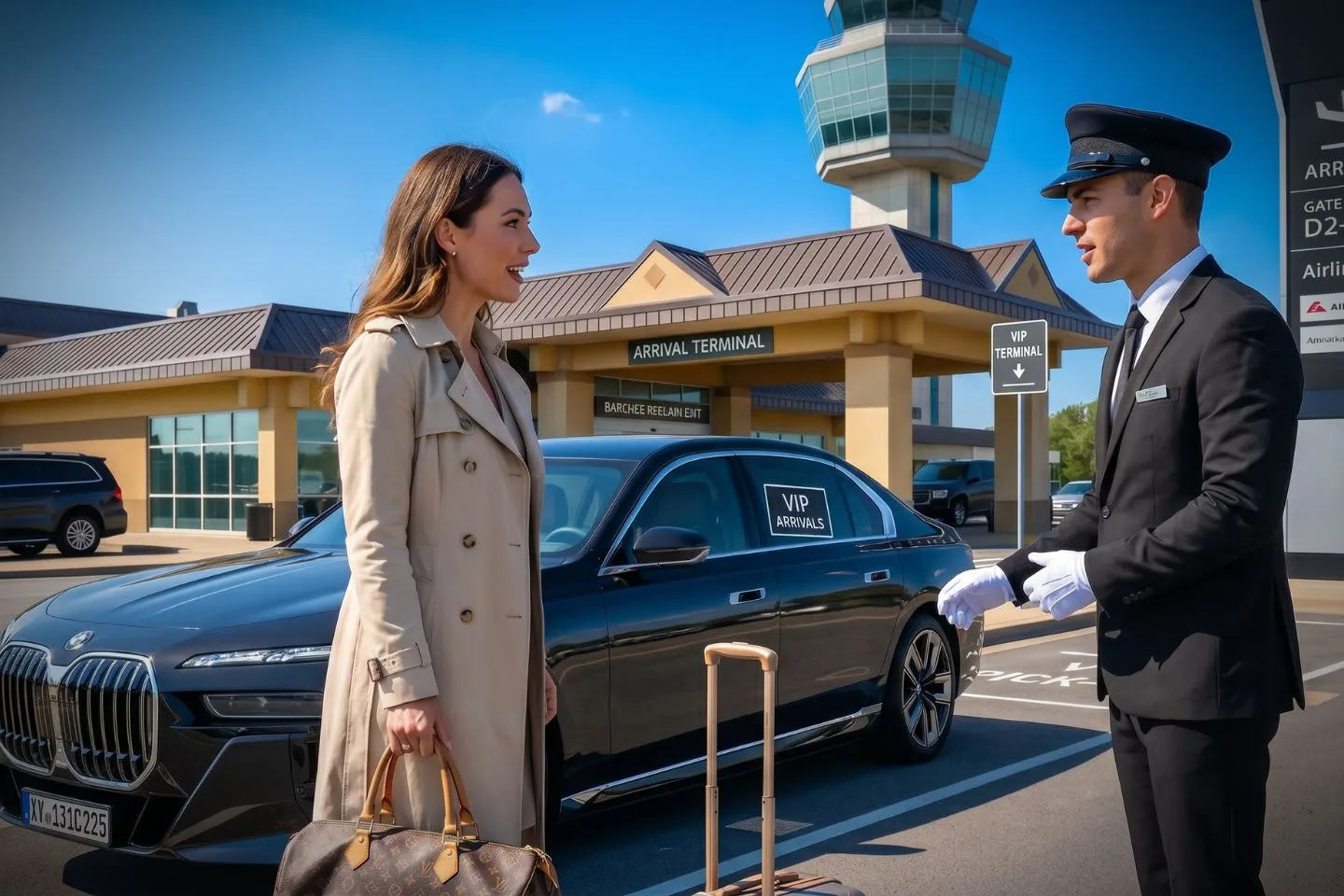 Borger Hutchinson County Airport (BGD) Airport Car Service Professional chauffeur greeting passenger at BGD arrivals area in the Texas Panhandle