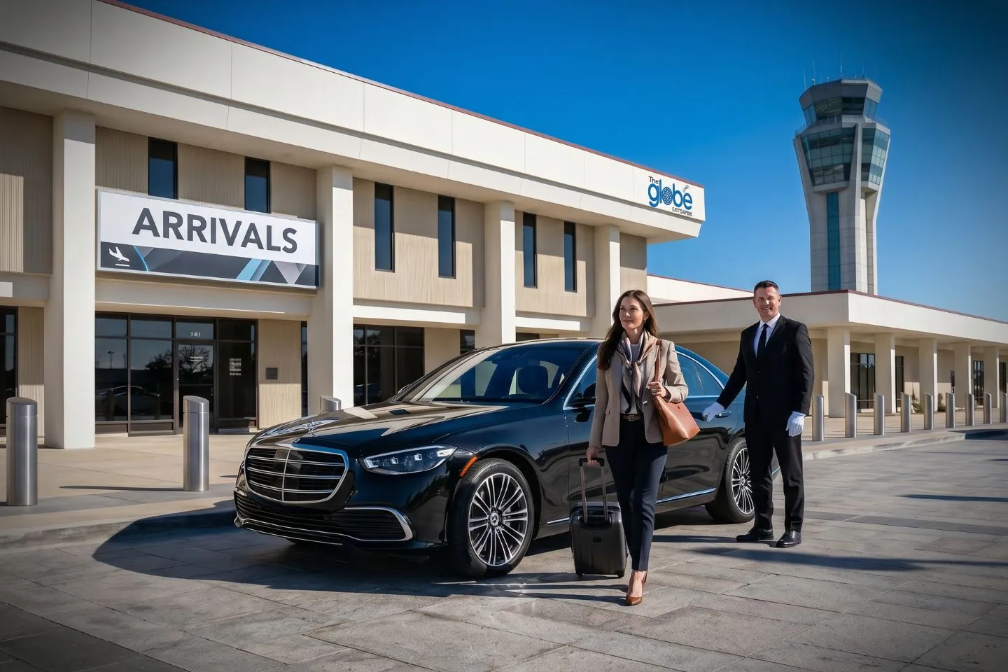DeKalb Peachtree (PDK) Airport Car Service Union Limousine chauffeur greeting Atlanta corporate executive at PDK DeKalb Peachtree airport FBO