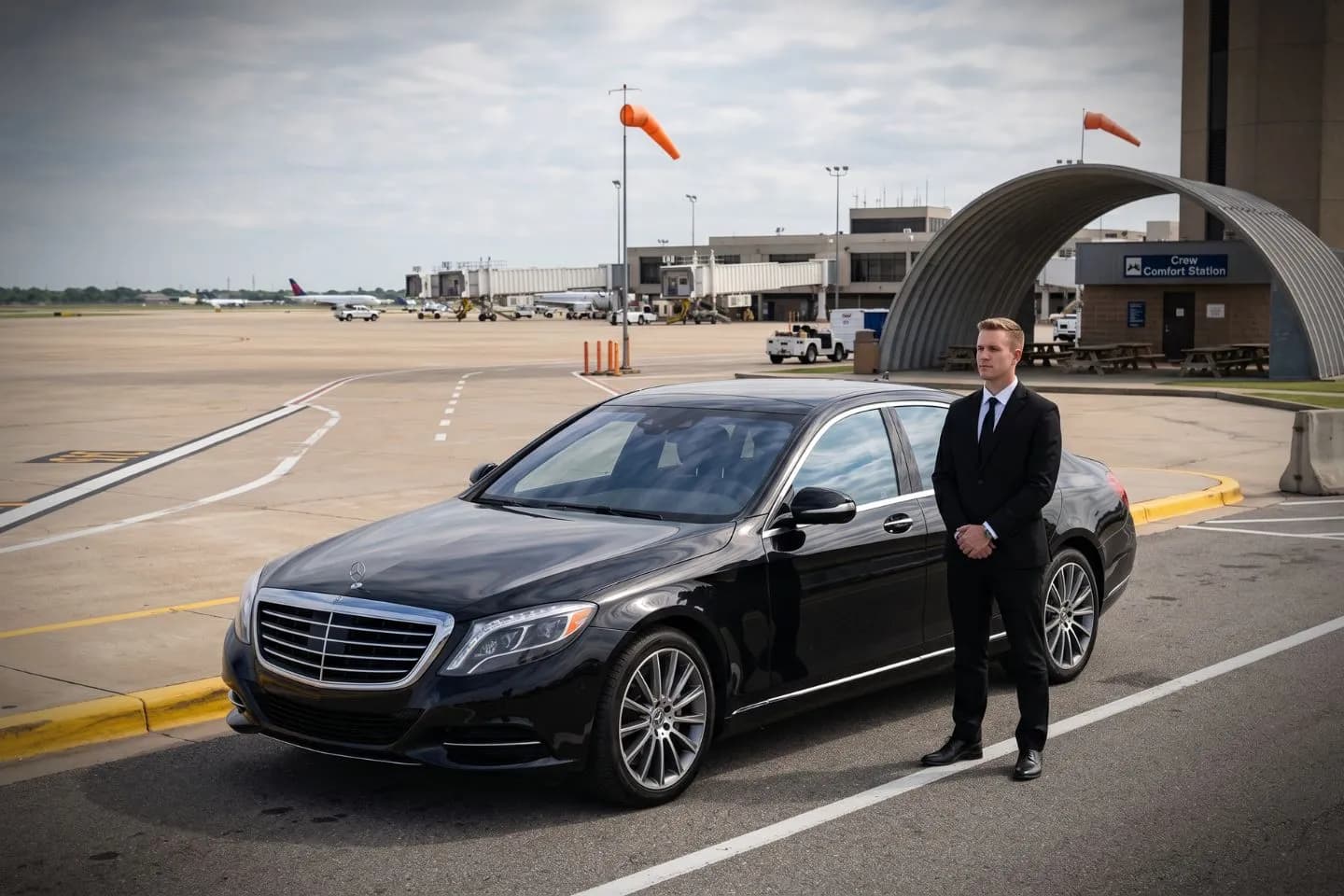 DeKalb Peachtree (PDK) Airport Car Service Black Cadillac Escalade chauffeured car at DeKalb Peachtree airport for ride to Emory University and Centers for Disease Control