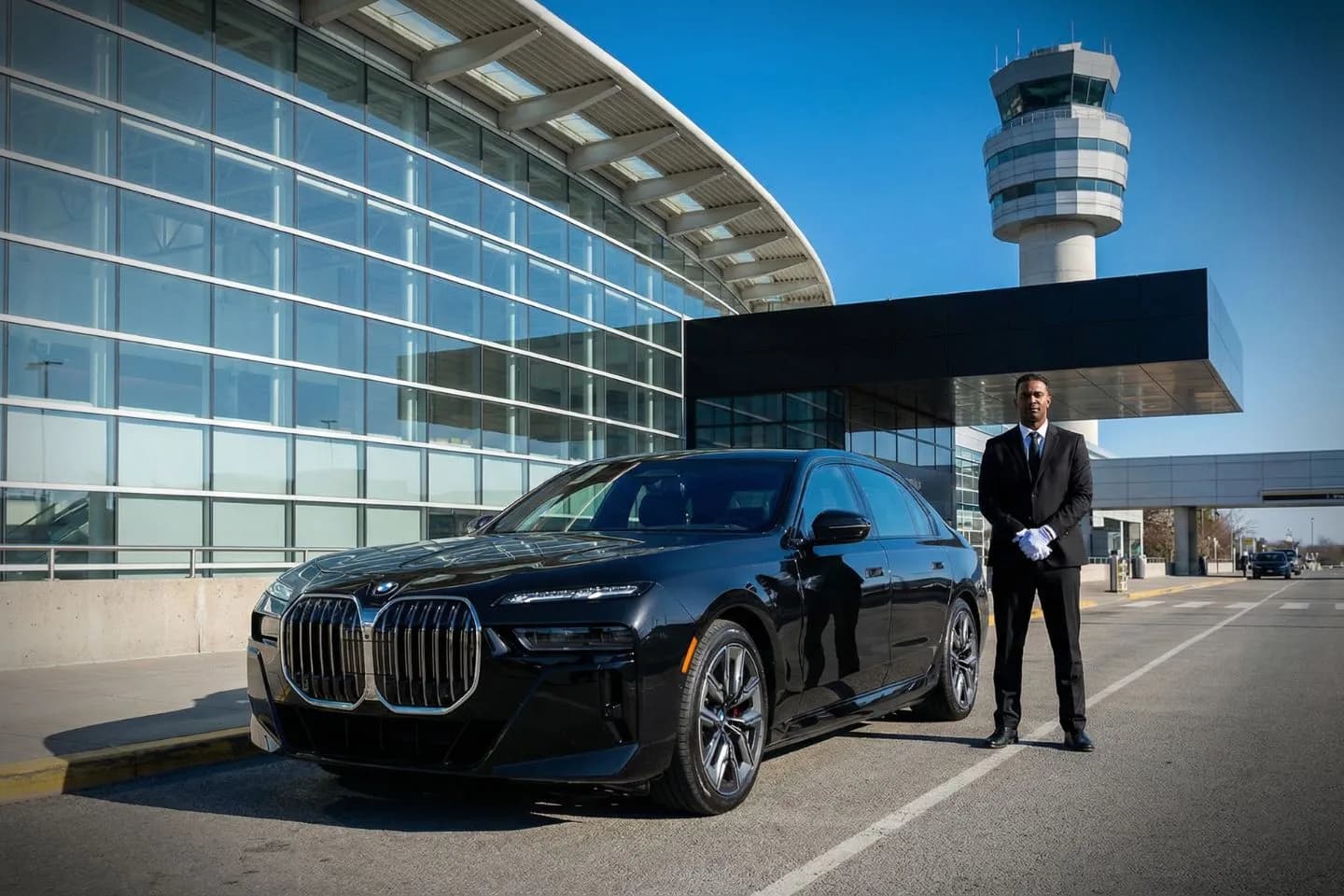 Seattle-Tacoma International (SEA) Airport Car Service Premium SUV ready for SEA airport pickup near Pike Place Market in downtown Seattle