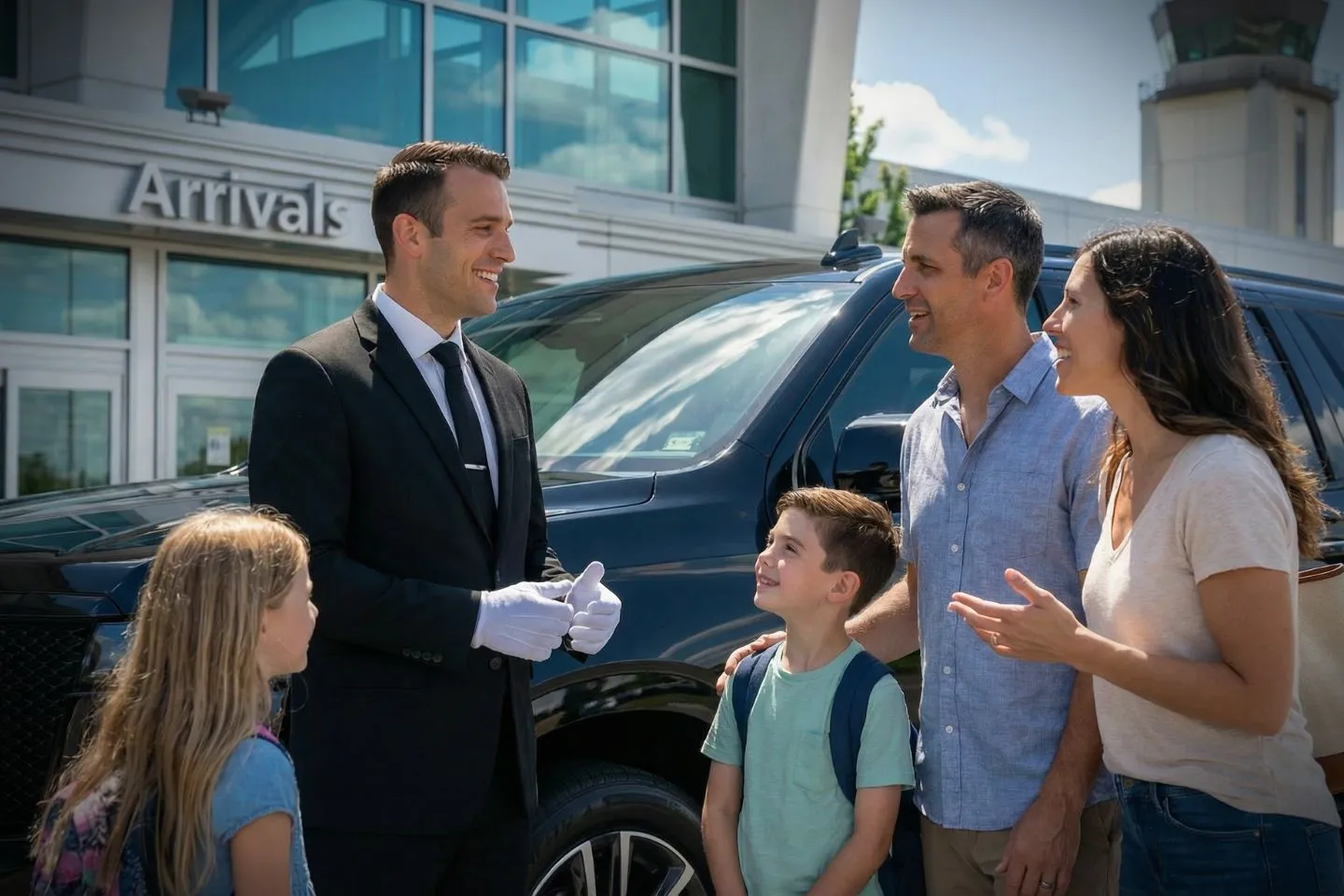 Spokane International (GEG) Airport Car Service Professional chauffeur greeting passenger at GEG baggage claim arrivals area