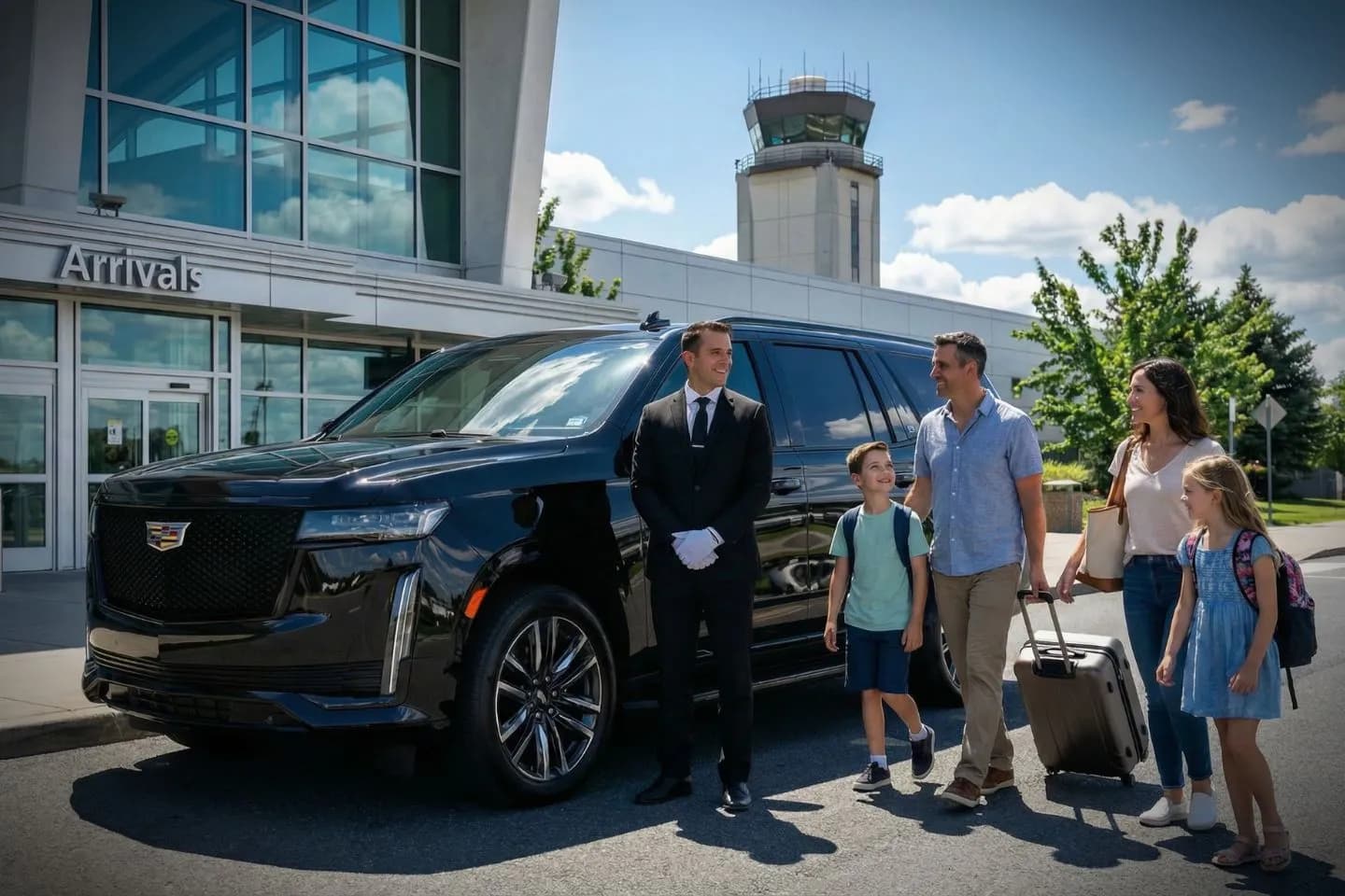 Spokane International (GEG) Airport Car Service Sprinter van for group transfers from Spokane International to Gonzaga University campus