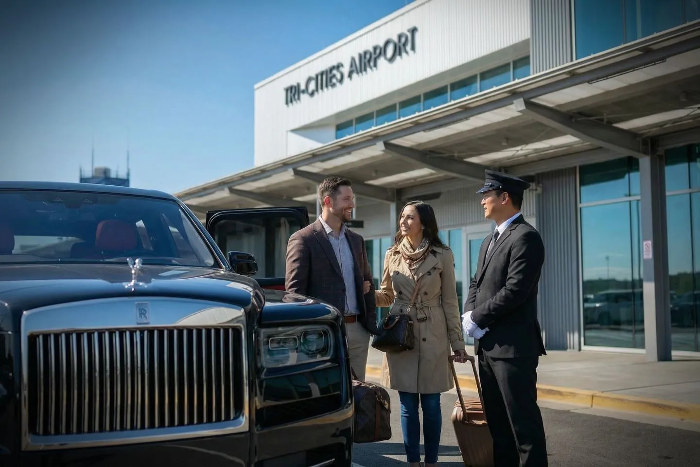 Tri Cities Pasco/Kennewick/Richland (PSC) Airport Car Service Professional chauffeur greeting passenger at PSC baggage claim arrivals area