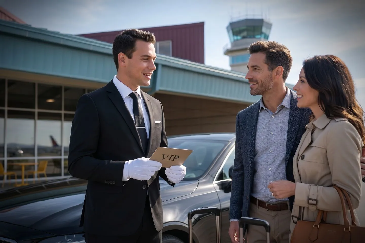 Pangborn Memorial (EAT) Airport Car Service Professional chauffeur greeting passenger at EAT baggage claim arrivals area