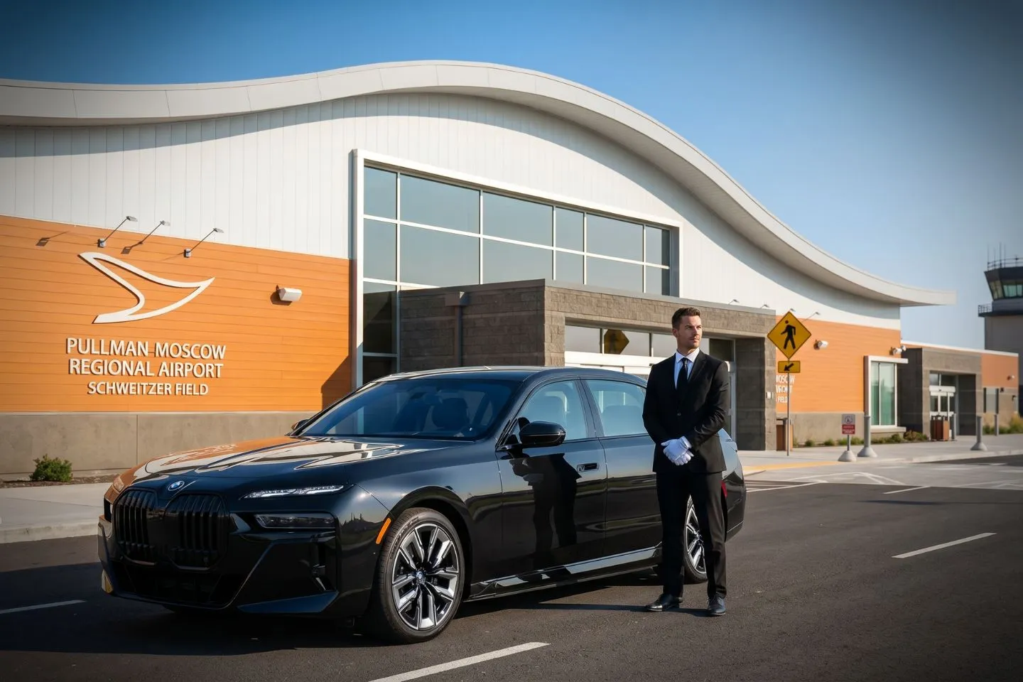 Pullman-Moscow Regional (PUW) Airport Car Service Premium SUV ready for PUW airport pickup near Washington State University campus