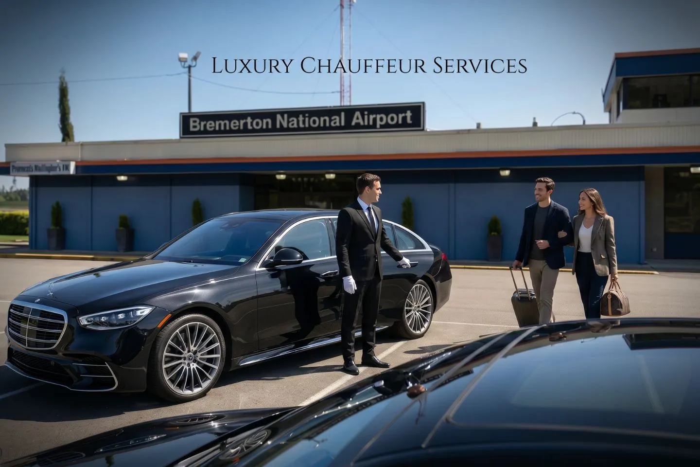 Bremerton National (PWT) Airport Car Service Premium SUV ready for PWT airport pickup near Naval Base Kitsap and Puget Sound Naval Shipyard