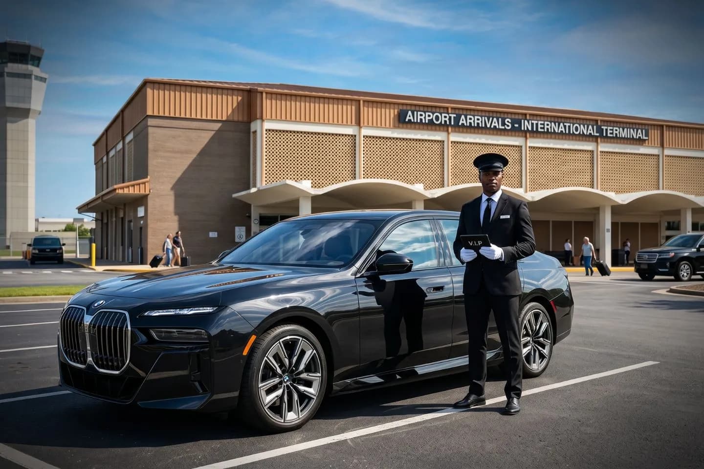 Tuscaloosa National (TCL) Airport Car Service Union Limousine chauffeur greeting Alabama Crimson Tide parent at TCL Tuscaloosa National airport baggage claim