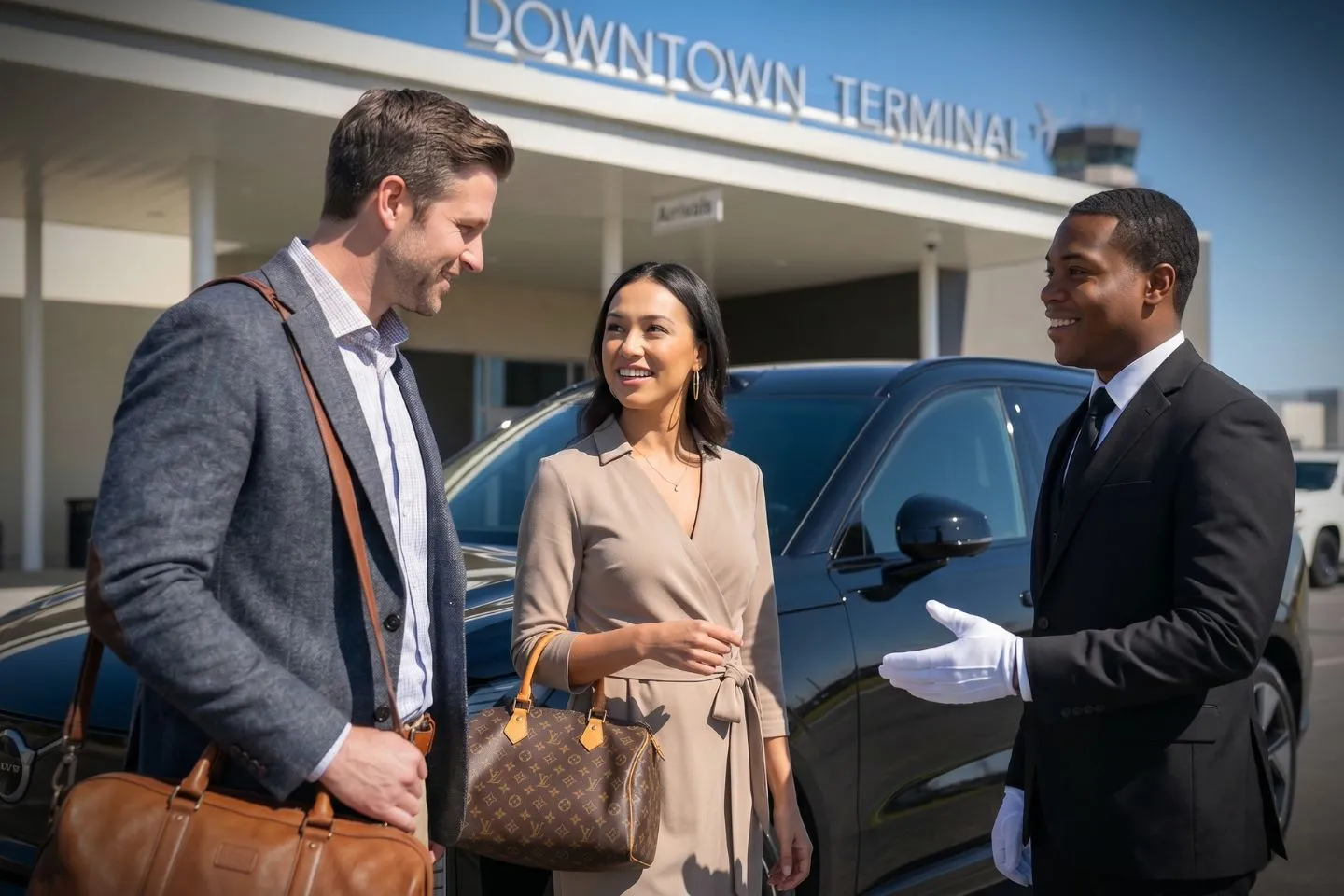 Mobile International (BFM) Airport Car Service Mercedes Benz S Class offering Mobile BFM airport transportation to downtown Mobile and the Mobile Mardi Gras parade route