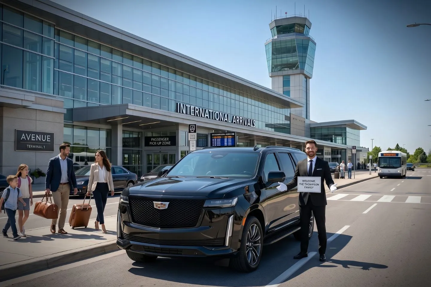 Merrill Field (MRI) Airport Car Service Union Limousine chauffeur greeting Alaska oil and gas corporate executive at MRI Merrill Field airport FBO