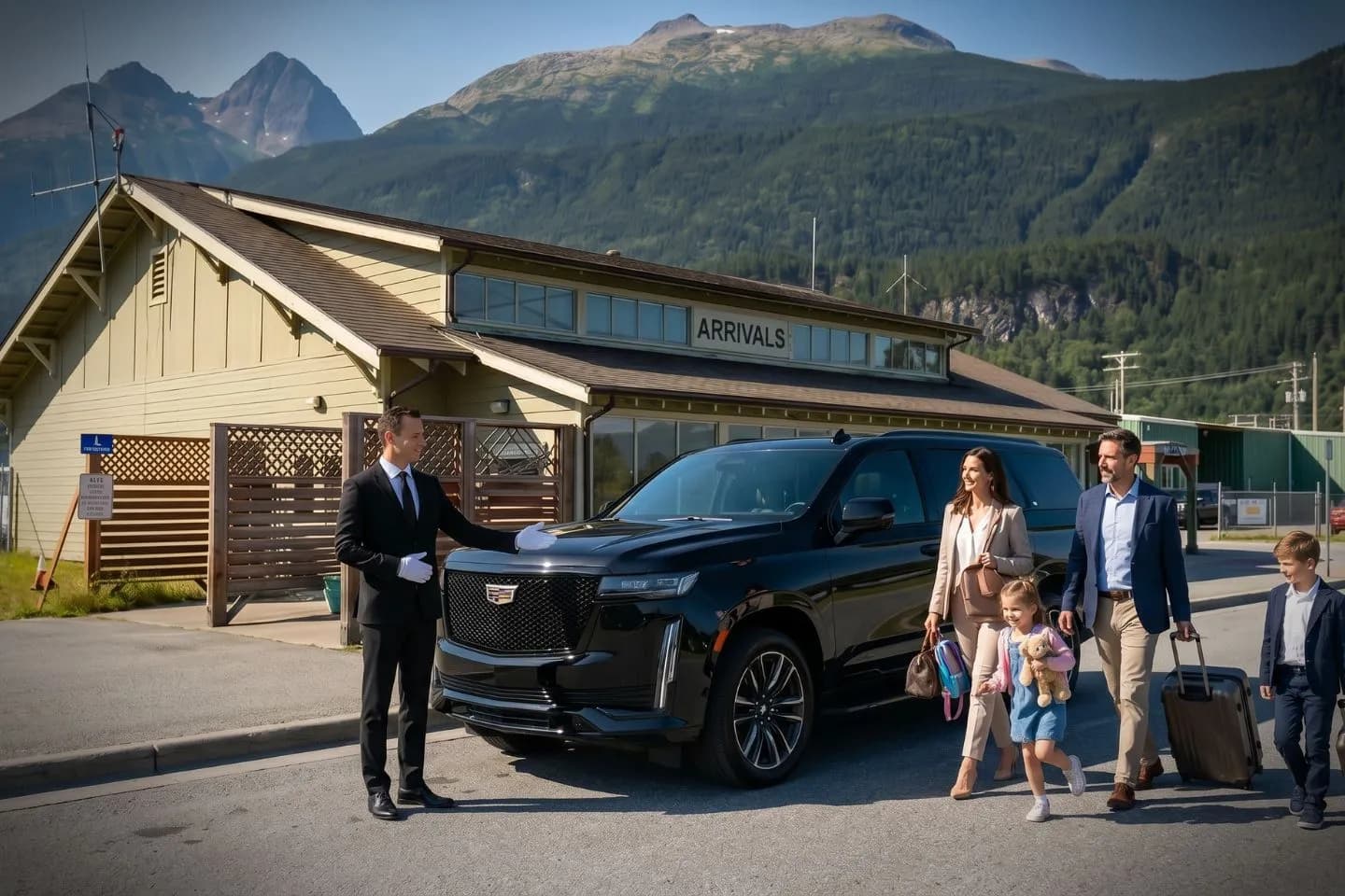 Skagway (SGY) Airport Car Service Premium Cadillac Escalade providing Skagway SGY airport car service to downtown Skagway and the Klondike Gold Rush National Historical Park