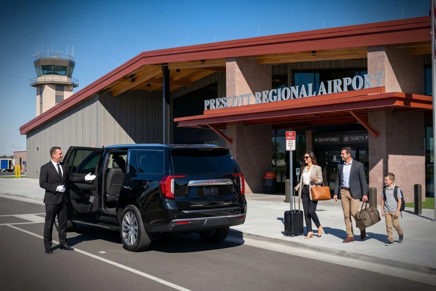 Prescott Regional (PRC) Airport Car Service Premium Cadillac Escalade providing Prescott PRC airport car service to downtown Prescott and Whiskey Row