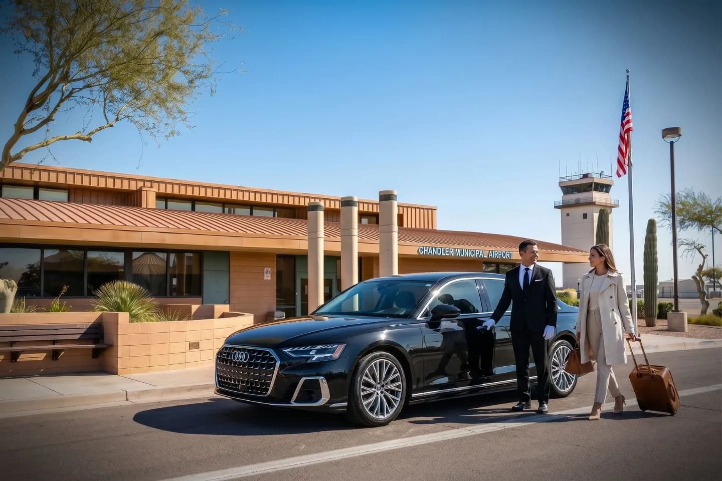Chandler Municipal (CHD) Airport Car Service Premium Cadillac Escalade providing Chandler CHD airport car service to Intel Chandler and Microchip Technology campus