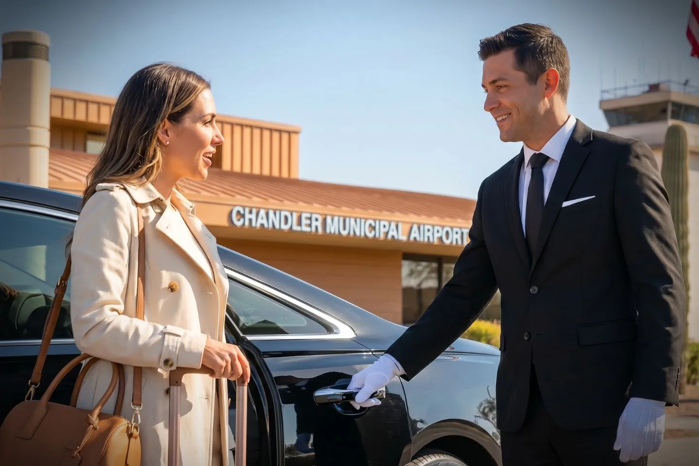 Chandler Municipal (CHD) Airport Car Service Mercedes Benz S Class offering Chandler CHD airport transportation to downtown Chandler and the East Valley corporate corridor
