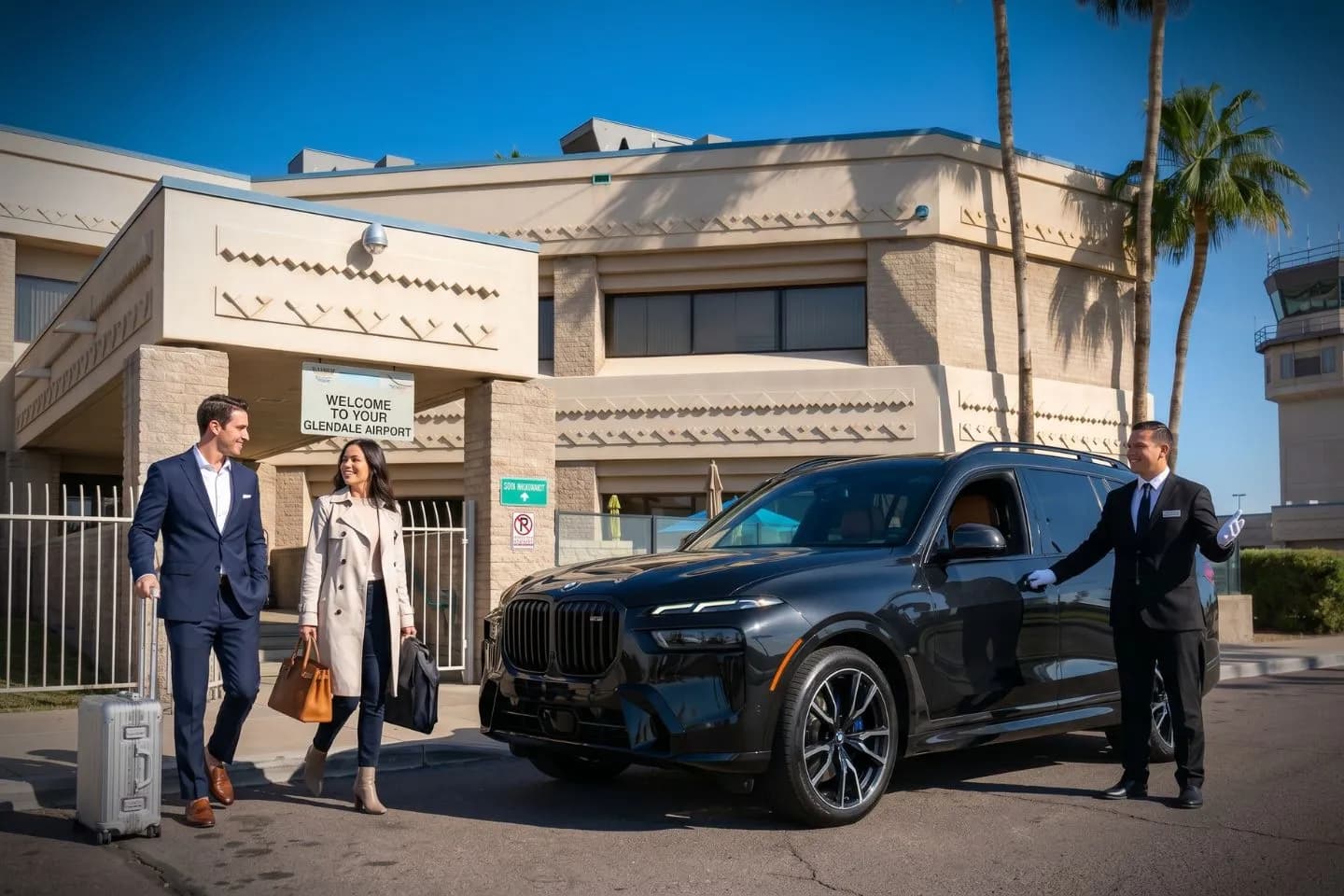 Glendale Municipal (GEU) Airport Car Service Premium Cadillac Escalade providing Glendale GEU airport car service to State Farm Stadium and the Arizona Cardinals