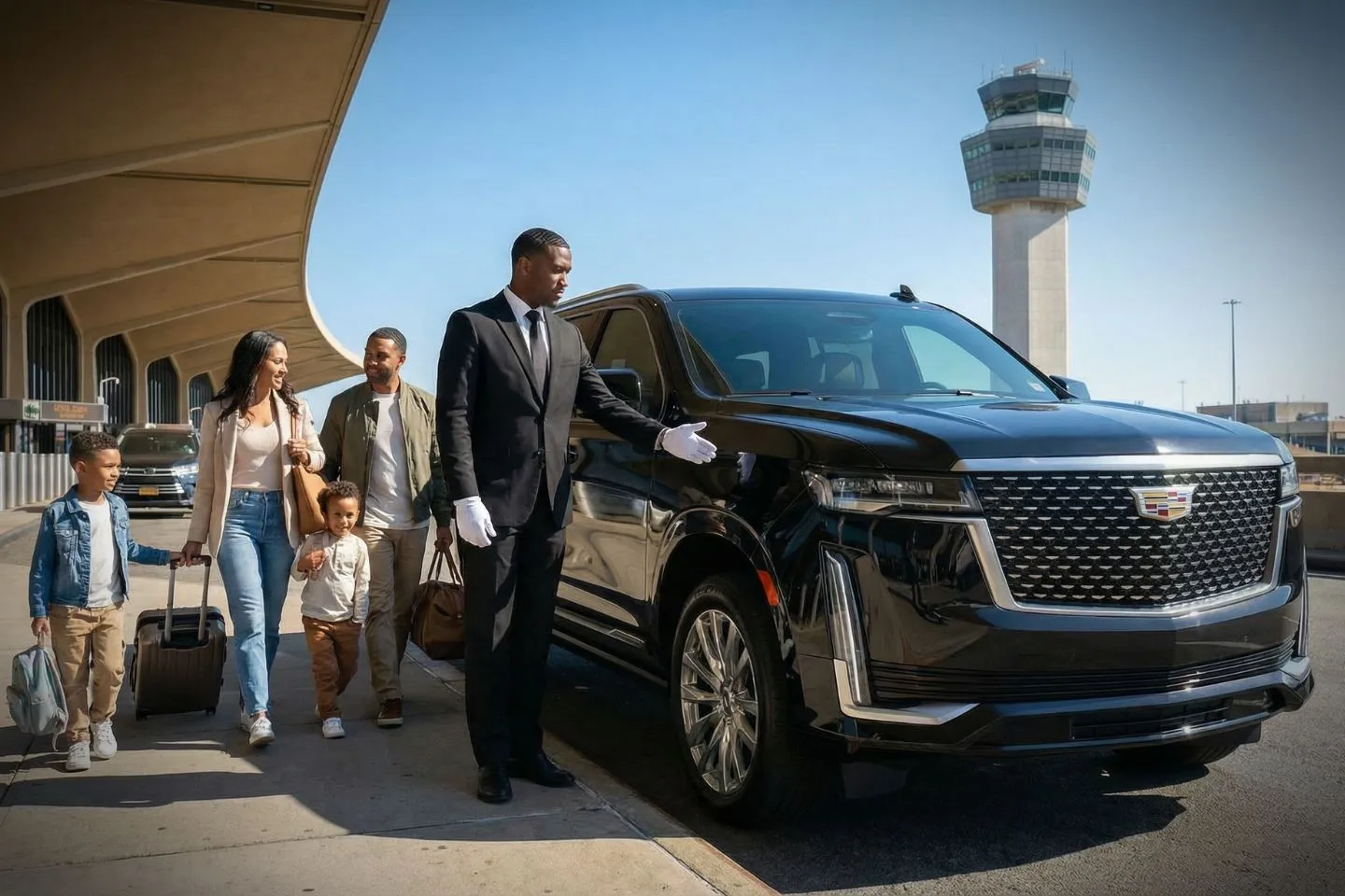 Linden Airport (LDJ) Airport Car Service Union Limousine chauffeur greeting Newark EWR corporate executive at LDJ Linden Airport FBO
