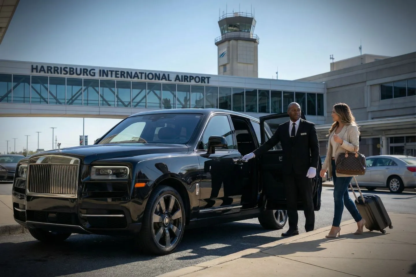 State College Regional (SCE) Airport Car Service Premium Cadillac Escalade providing State College SCE airport car service to Penn State University campus and Beaver Stadium