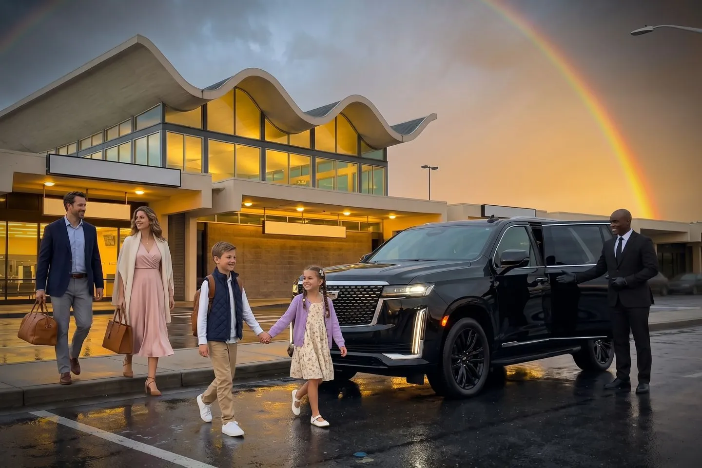Santa Maria (SMX) Airport Car Service Premium Cadillac Escalade providing Santa Maria SMX airport car service to Santa Barbara wine country and Solvang
