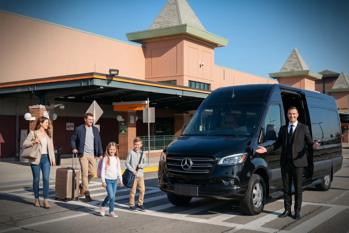 New York Stewart International (SWF) Airport Sprinter Van Rental Executive cabin of a Stewart airport Sprinter van rental with captain chairs