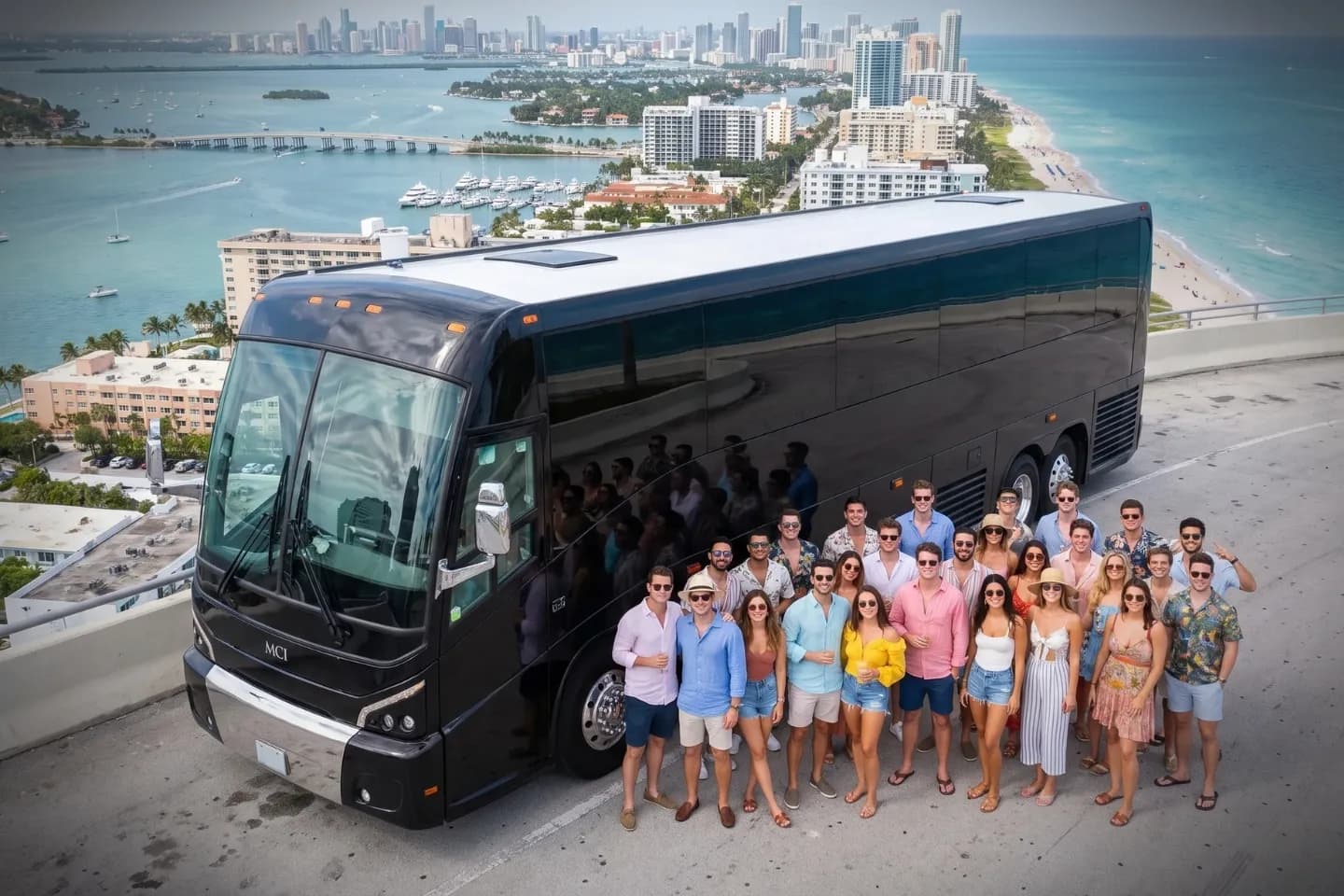 Florida Charter Bus Rental Service Driver stowing suitcases in the luggage bay of a Florida charter bus