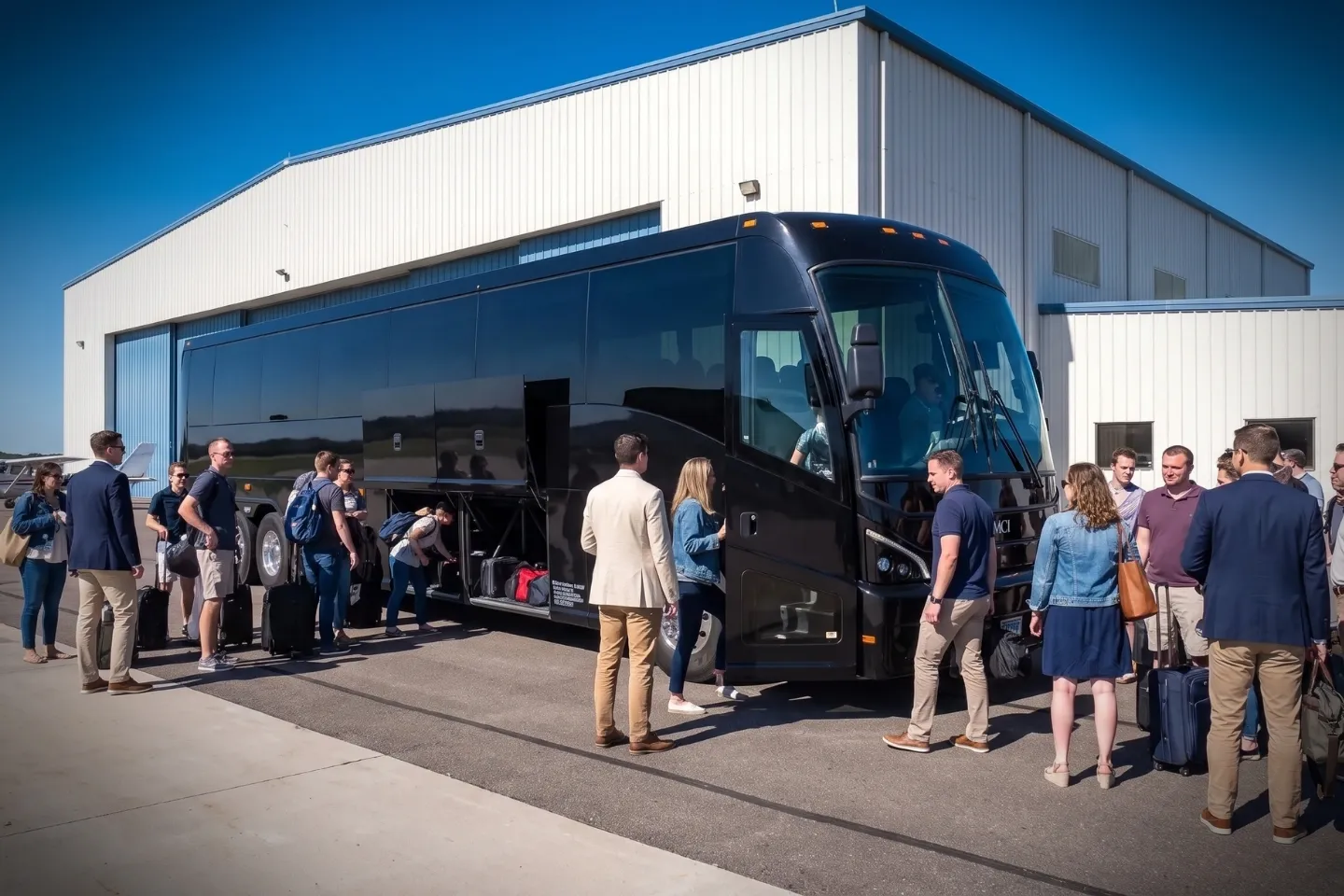 Waterbury Oxford (OXC) Airport Charter Bus Rental Service Leather seats inside a charter bus serving Waterbury Oxford Airport travelers