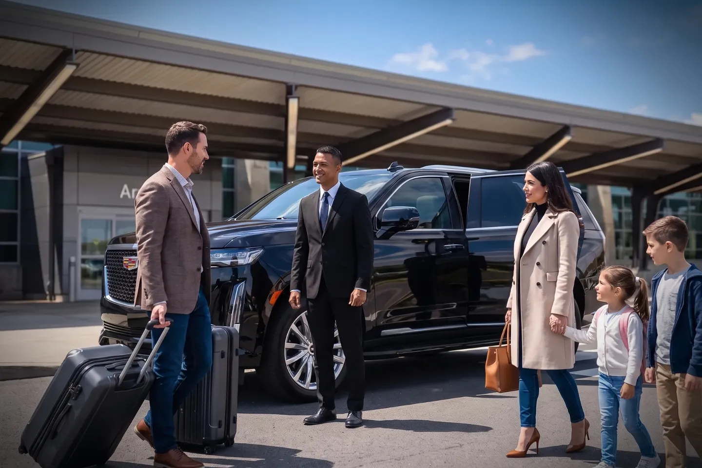 Wilkes-Barre Scranton International (AVP) Airport Chauffeur Service Driver placing luggage into an executive SUV at Wilkes-Barre Scranton airport