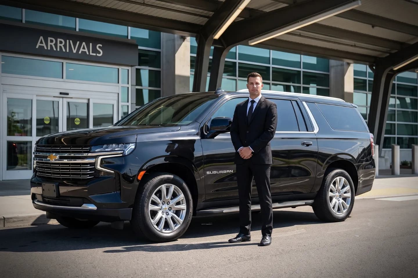 Erie International (ERI) Airport Chauffeur Service Chauffeur holding a name sign to welcome guests at Erie International Airport