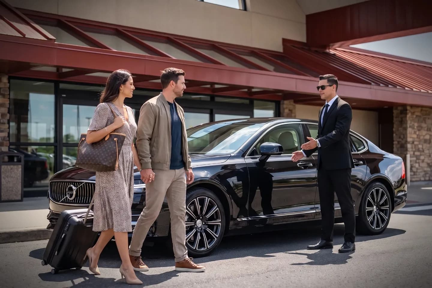 University Park (SCE) Airport Chauffeur Service Passenger entering a chauffeured car outside University Park Airport arrivals