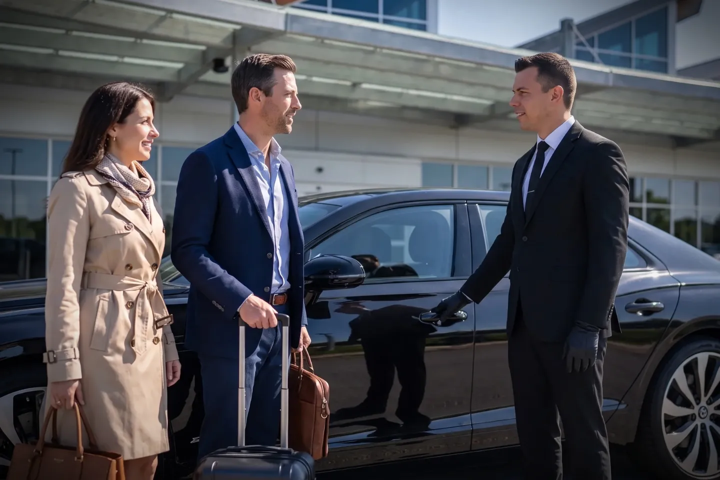 Williamsport Regional (IPT) Airport Chauffeur Service Driver loading bags into a luxury SUV at Williamsport Regional Airport terminal