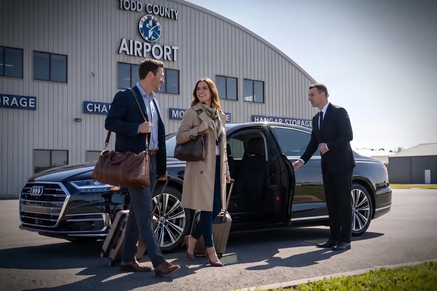 Caldwell Essex County (CDW) Airport Chauffeur Service Luxury black SUV waiting near the Essex County Airport FBO entrance