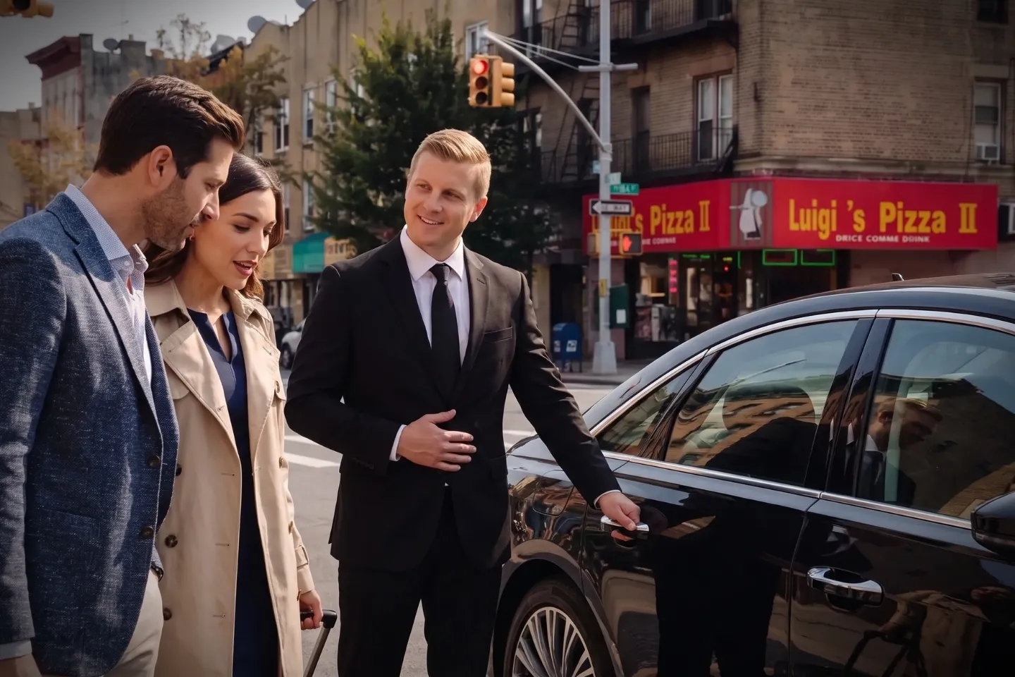 Car Service in Bay Ridge, Brooklyn, NY Premium chauffeur service vehicle traveling through Bay Ridge, Brooklyn, New York