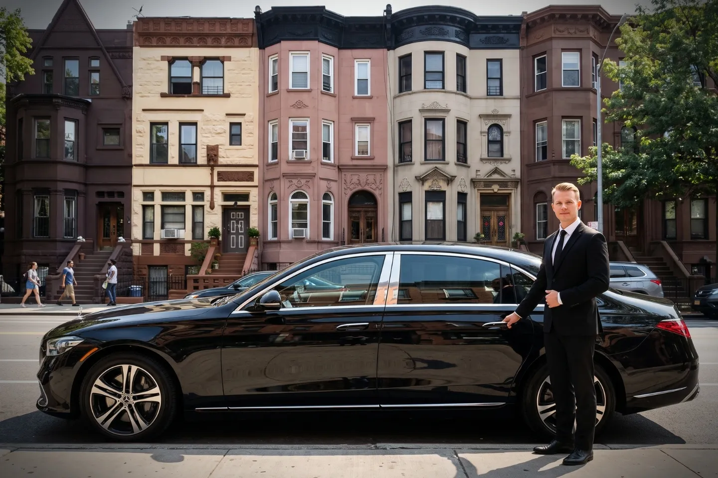 Car Service in Bergen Beach, Brooklyn, NY Clean luxury sedan parked near local shops in Bergen Beach, Brooklyn, NY