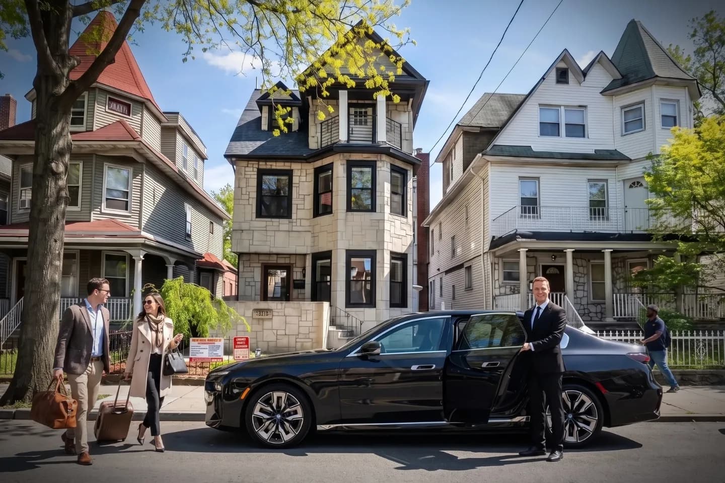Car Service in Farragut, Brooklyn, NY Sleek town car waiting at a curb in Farragut, Brooklyn, New York