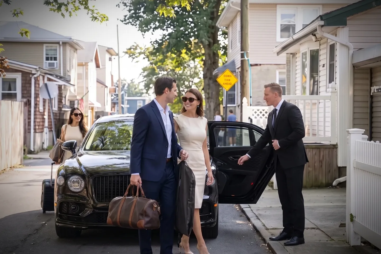 Car Service in Gerritsen Beach, Brooklyn, NY Shiny black sedan ready for hire in Gerritsen Beach, Brooklyn, New York