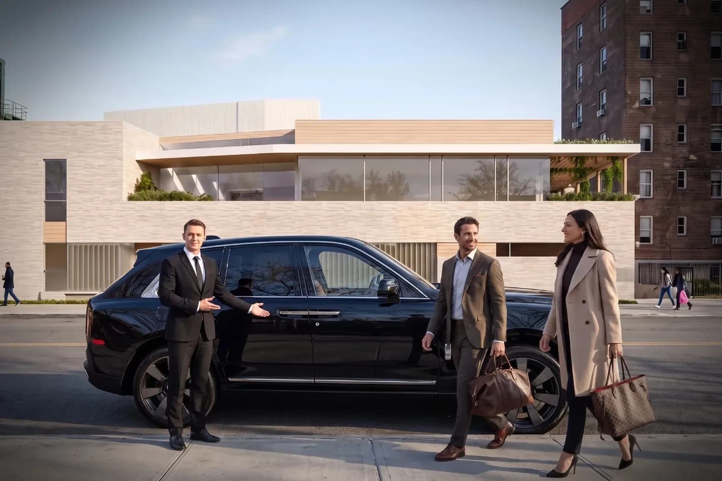 Car Service in Gravesend, Brooklyn, NY Modern chauffeured SUV at a pickup point in Gravesend, Brooklyn, NY