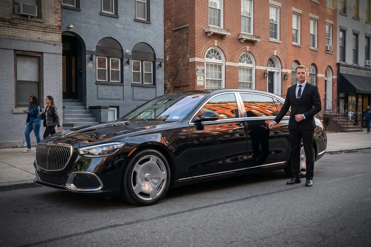 Car Service in Fordham Manor, Bronx, NY Corporate client boarding a black sedan for a Fordham Manor, Bronx meeting