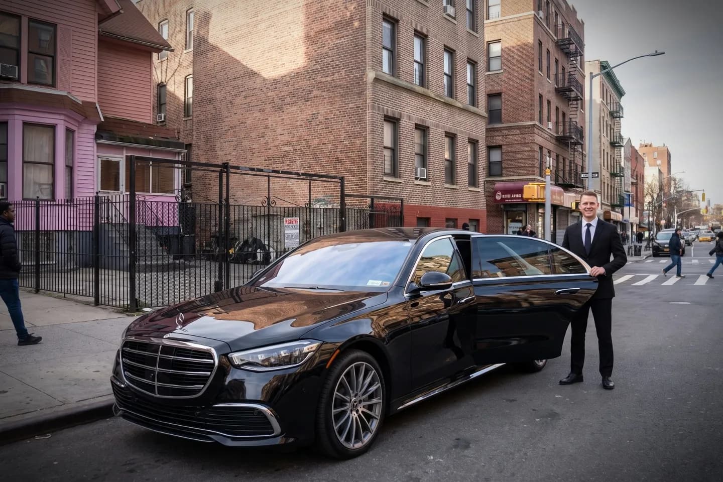 Car Service in Mount Eden, Bronx, NY Business traveler boarding an executive sedan in Mount Eden, Bronx NY