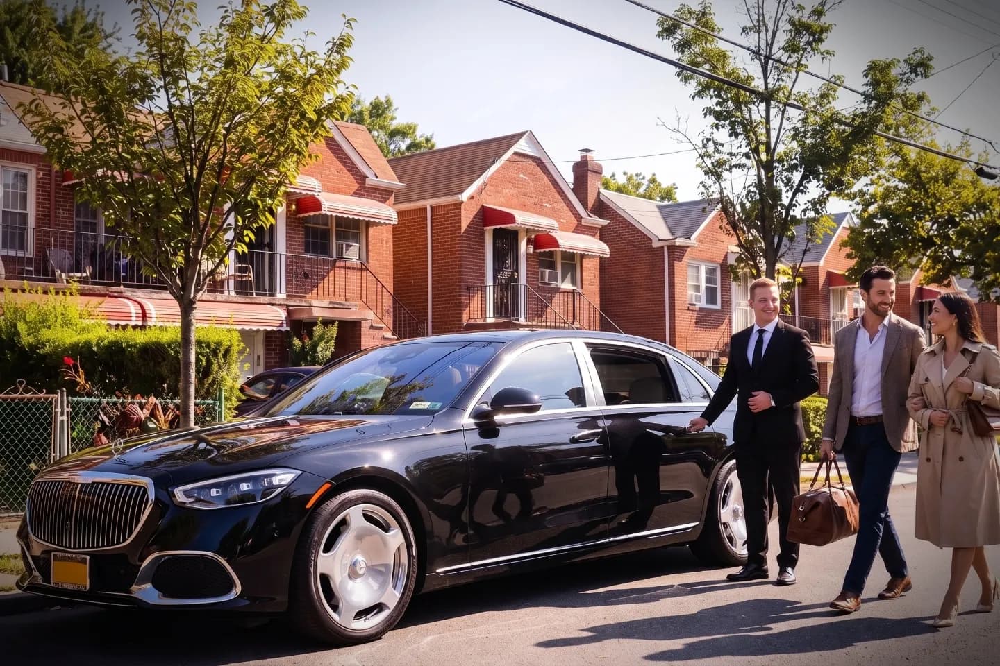 Car Service in Norwood, Bronx, NY Corporate client boarding a black sedan for a Norwood, Bronx meeting