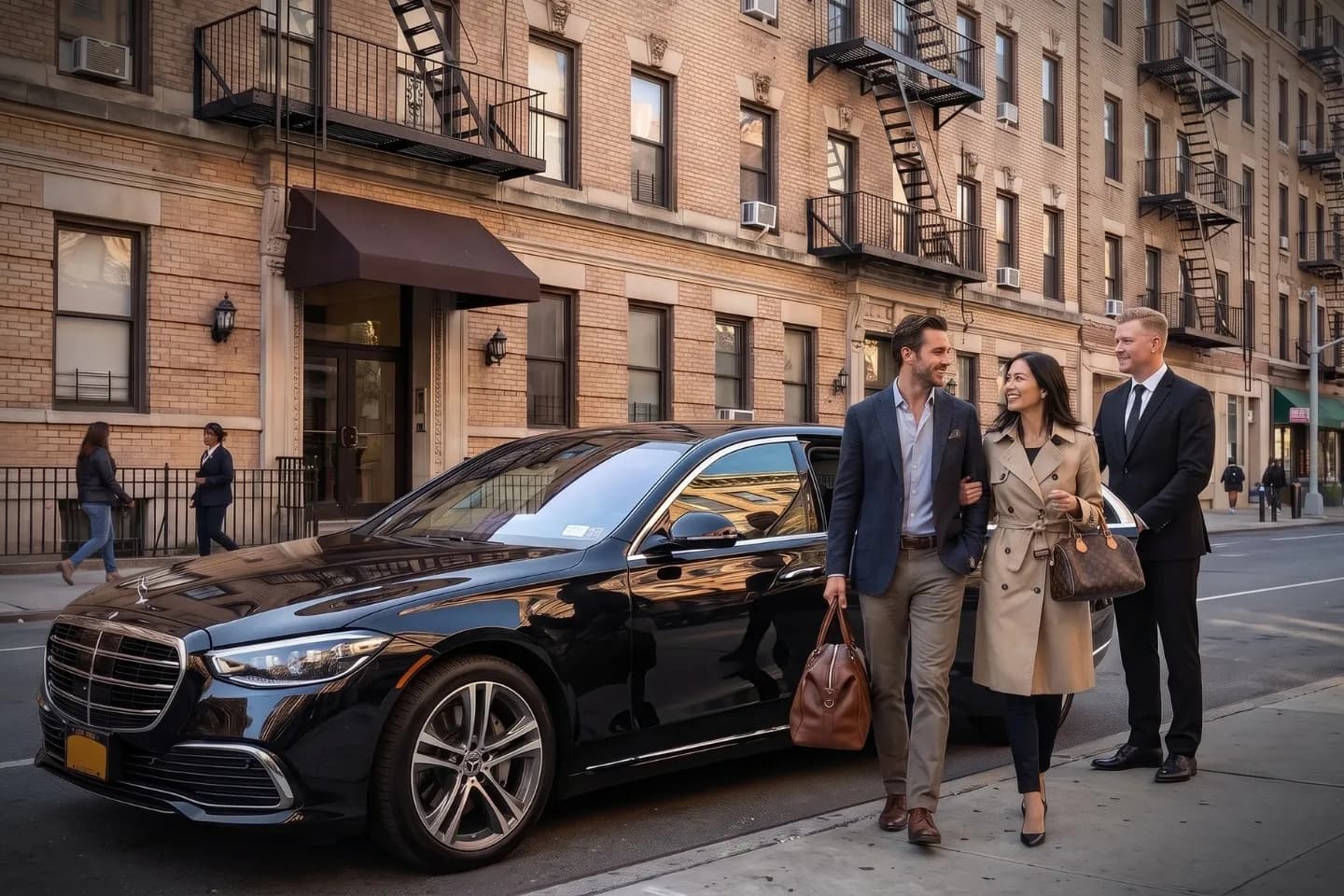 Car Service near Spuyten Duyvil, NY Driver in a suit assisting an elderly passenger in Spuyten Duyvil, Bronx
