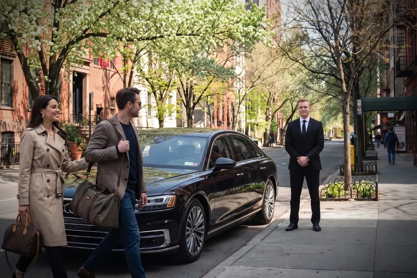 Car Service in Upper West Side, Manhattan, NY Luxury town car parked near Lincoln Center on the Upper West Side