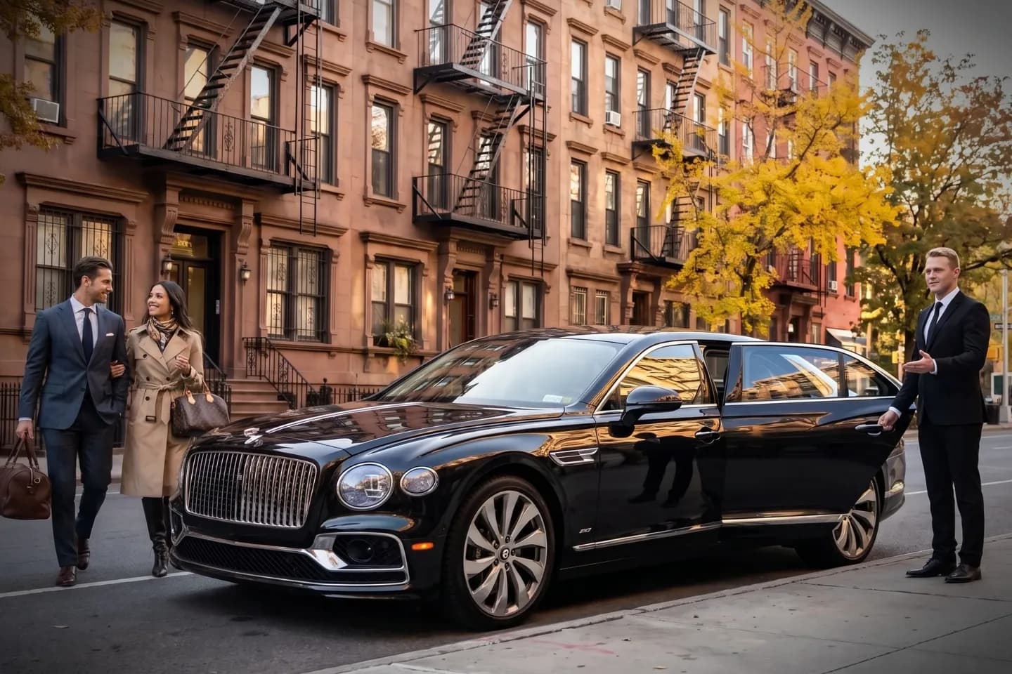 Car Service near Inwood, NY Luxury SUV waiting along a residential avenue in Inwood, NY