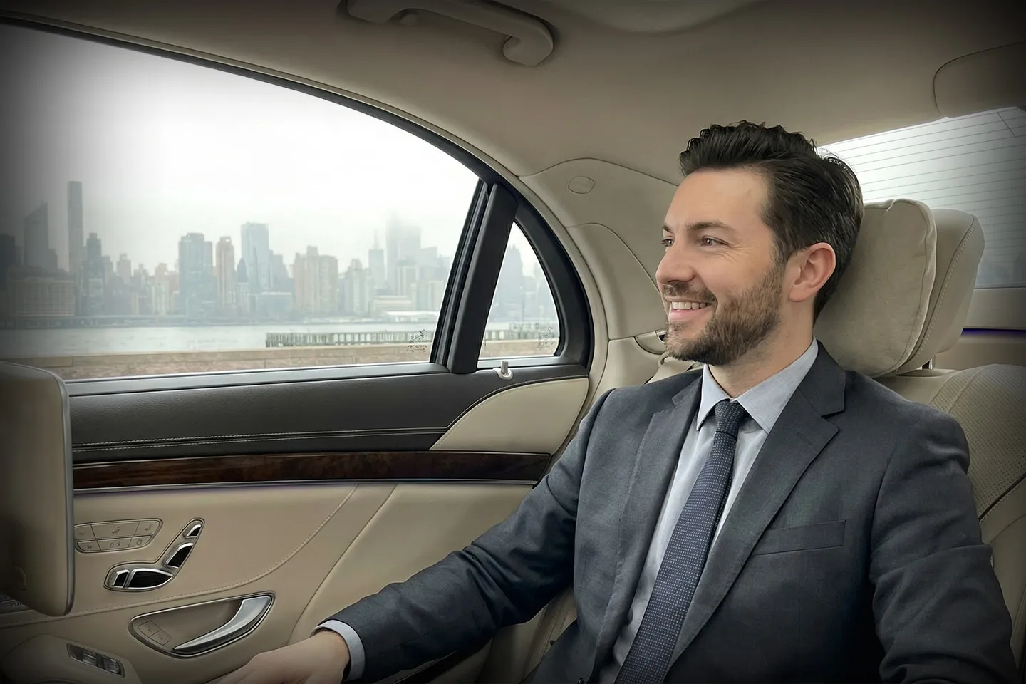 Black luxury sedan for professional New York City car service with licensed chauffeur