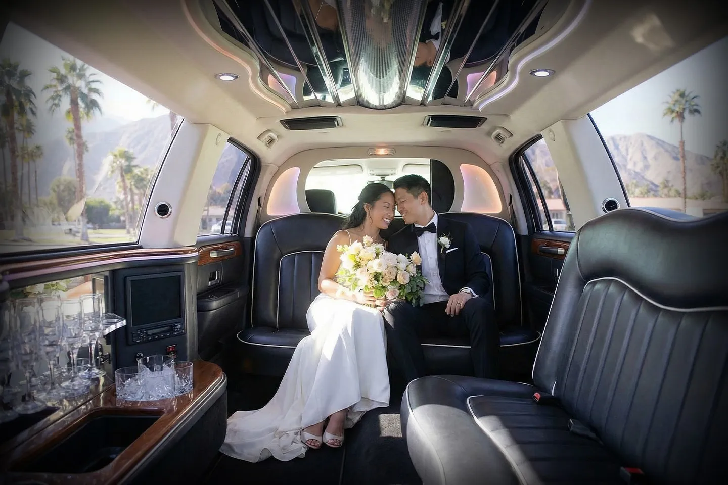 Luxury stretch limousine for wedding transportation in New York City