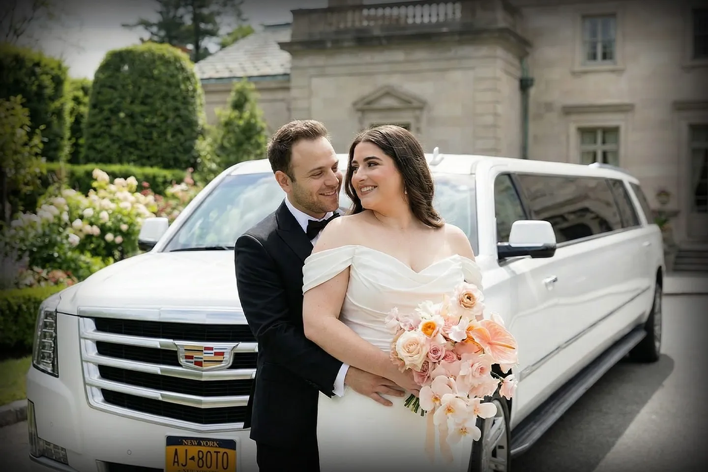 Stretch limousine for weddings in New York City with chauffeur service