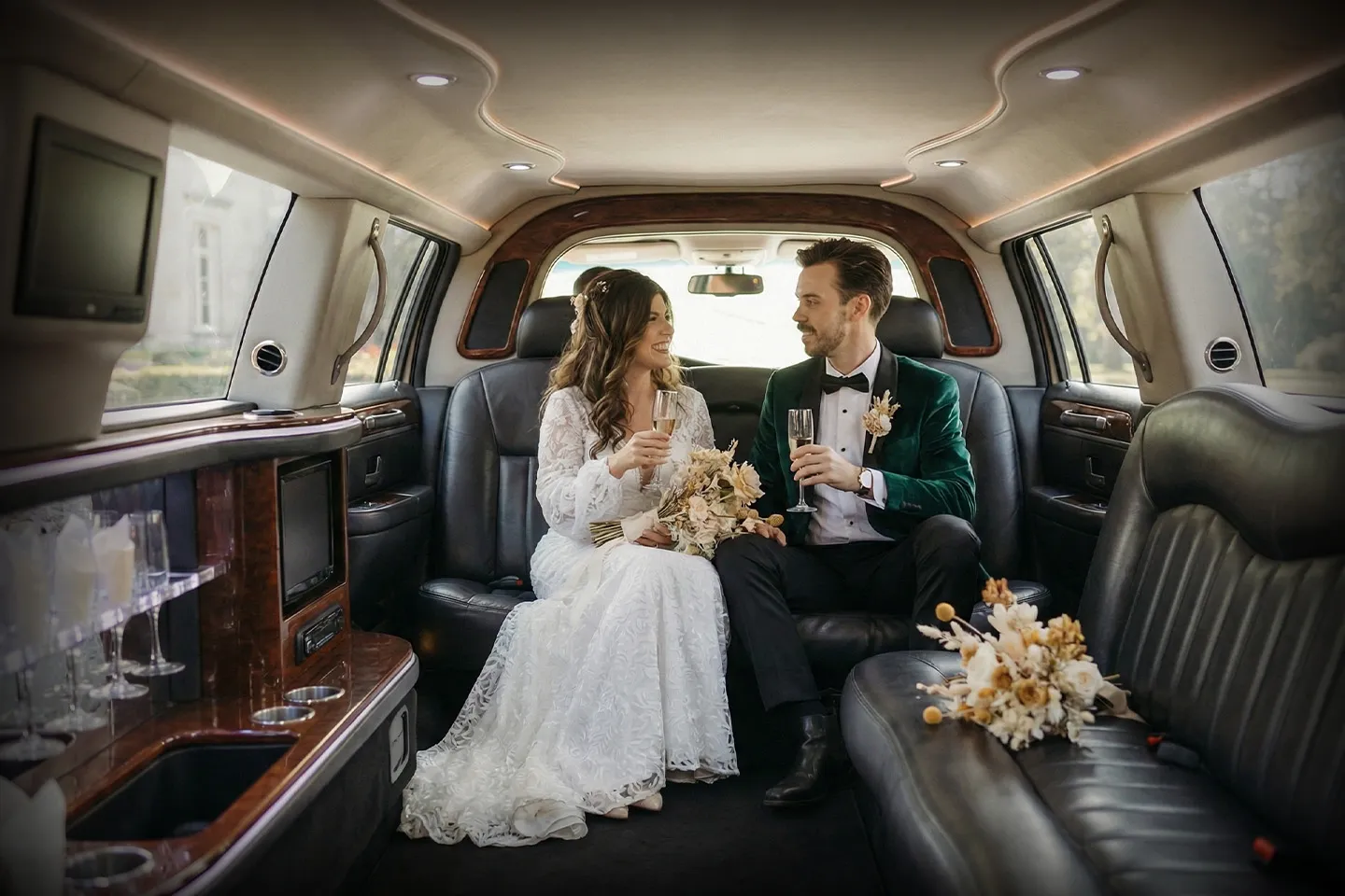 Luxury wedding limo service in Bronx, New York with professional chauffeur