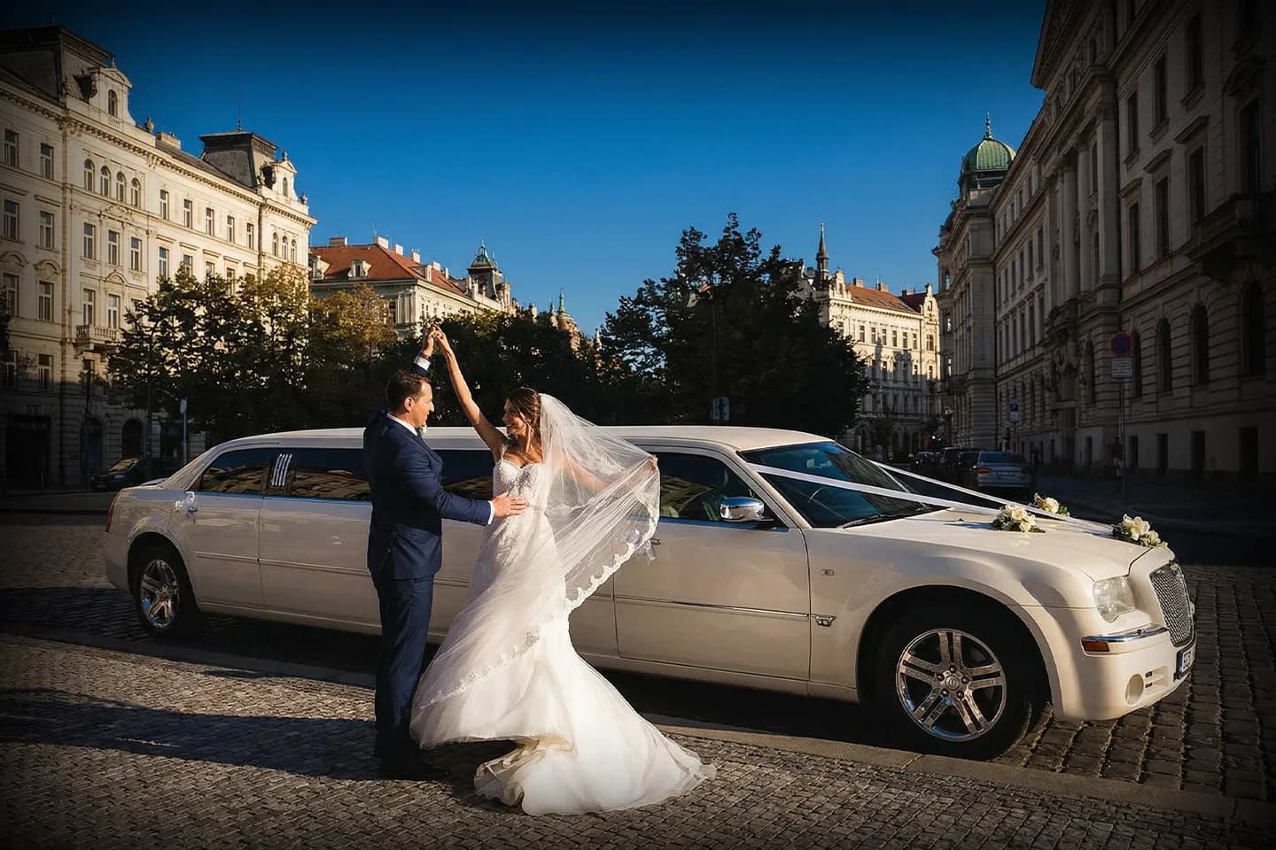 Luxury wedding limo service in Brooklyn, New York with professional chauffeur