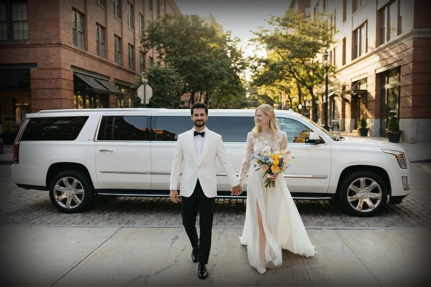 Stretch limousine for weddings in Manhattan, NY with chauffeur service